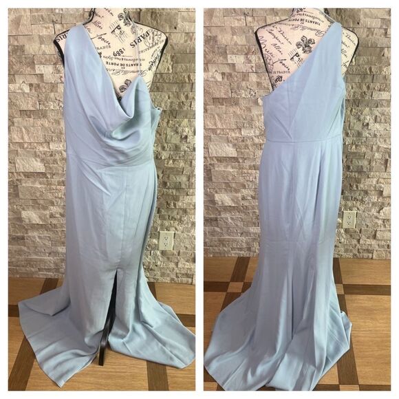 After Six Asymmetrical one shoulder draped cowl maxi dress nwt size 14 - Picture 2 of 7